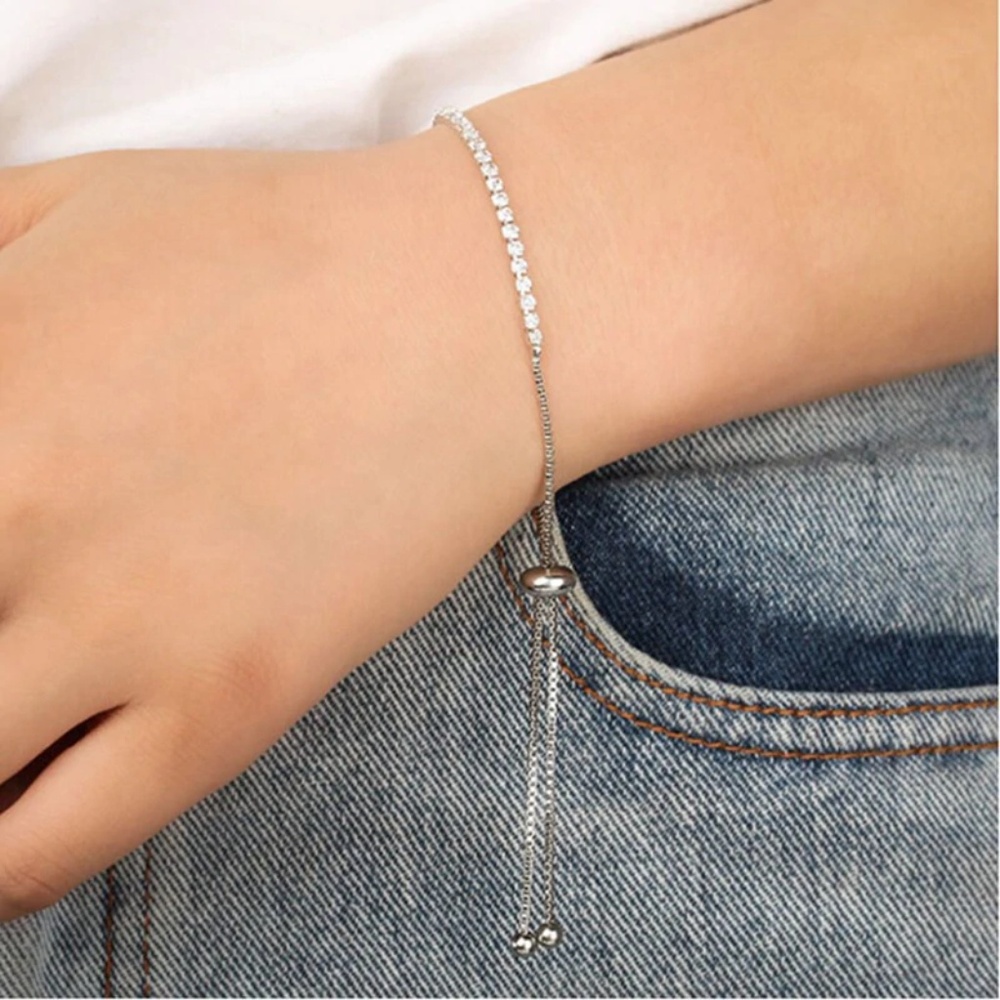 Gold Slider Diamante Bracelet - Picture 4 of 8